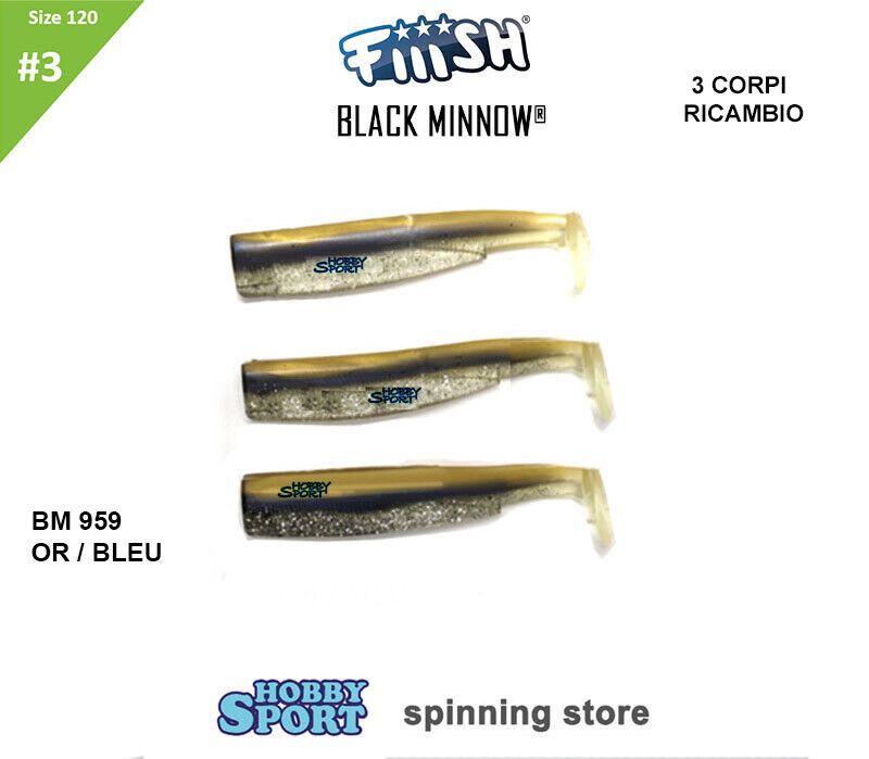 BLACK MINNOW FIIISH SIZE 3 BM 959 COL. OR BLEU 3 CORPS RICAMBIO 120 mm