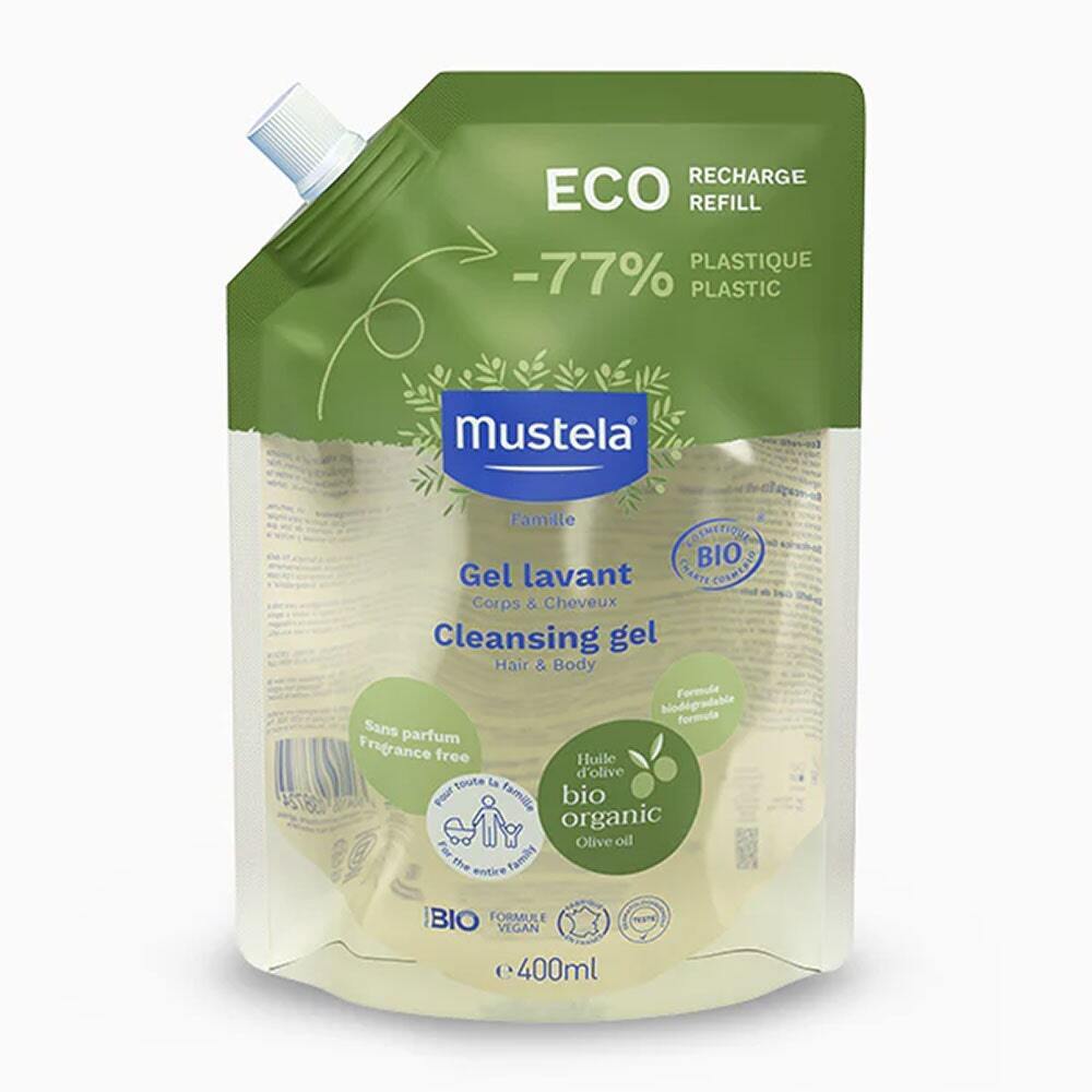 Mustela BIO - Gel Detergente Certificato BIO Eco-Refill Ricarica, 400ml