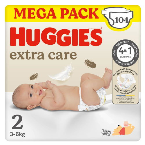Extra Care MEGA (tg 2) 3-6 Kg 104 pannolini