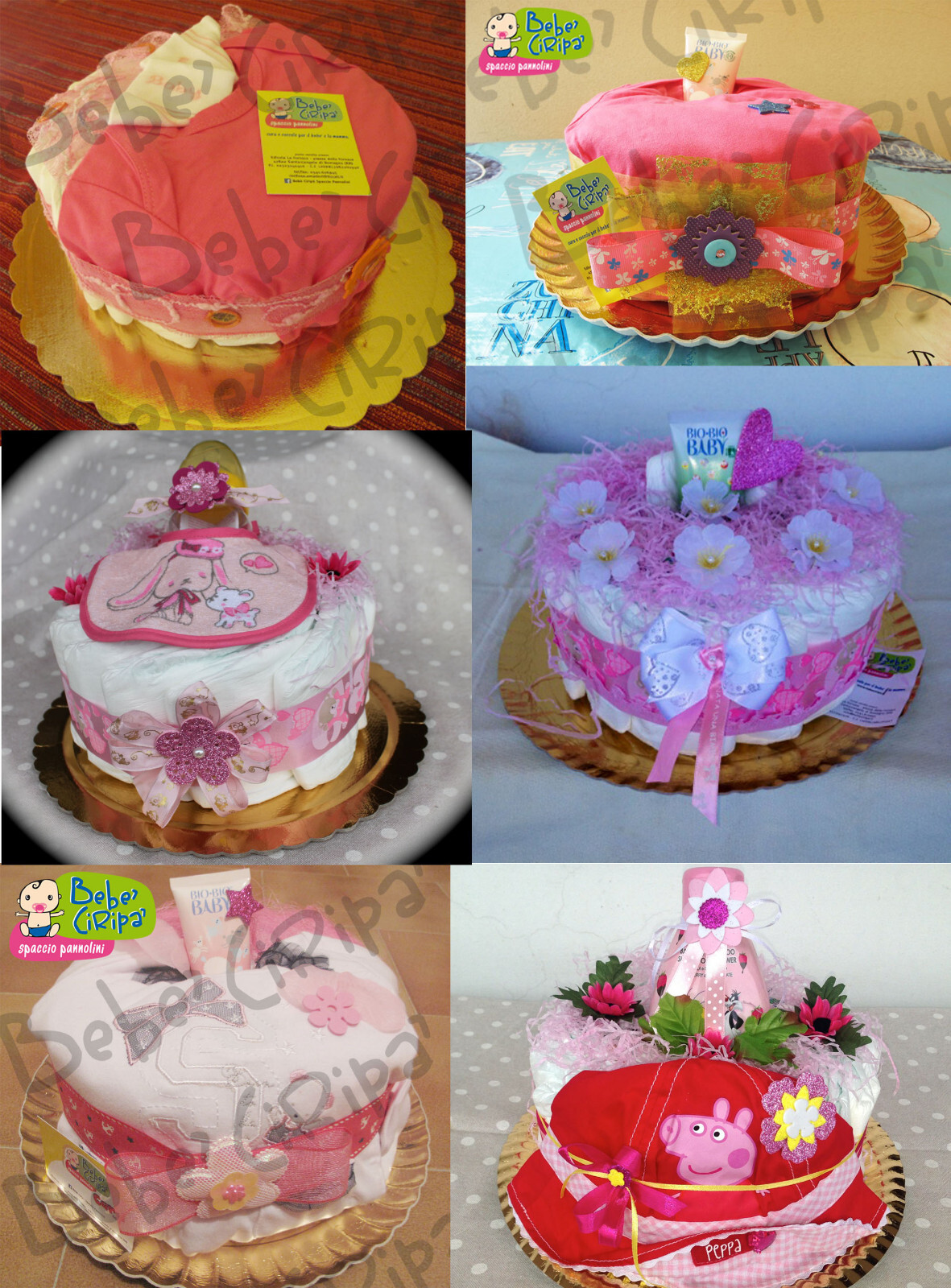 1 Torta pannolini 1 piano rosa bimba