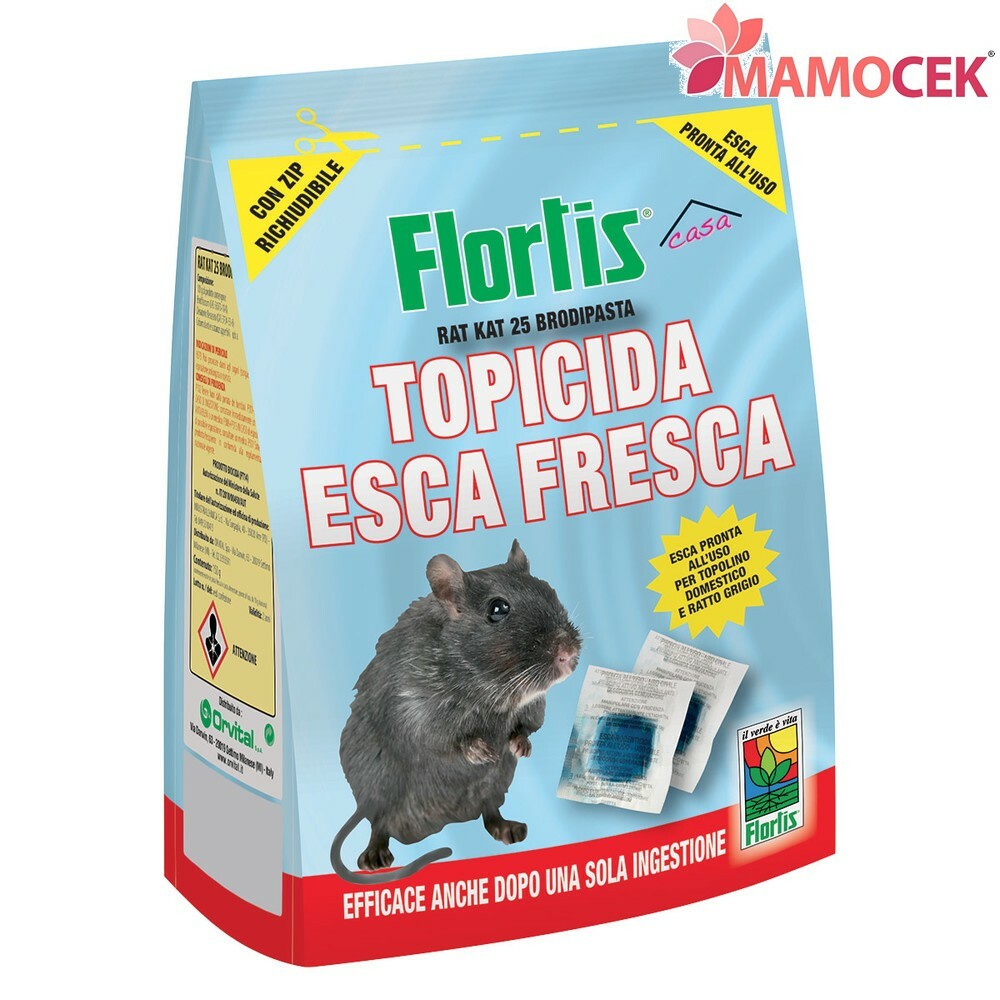FLORTIS TOPICIDA ESCA FRESCA cattura TOPI RATTI 150 g VELENO pronto all'uso