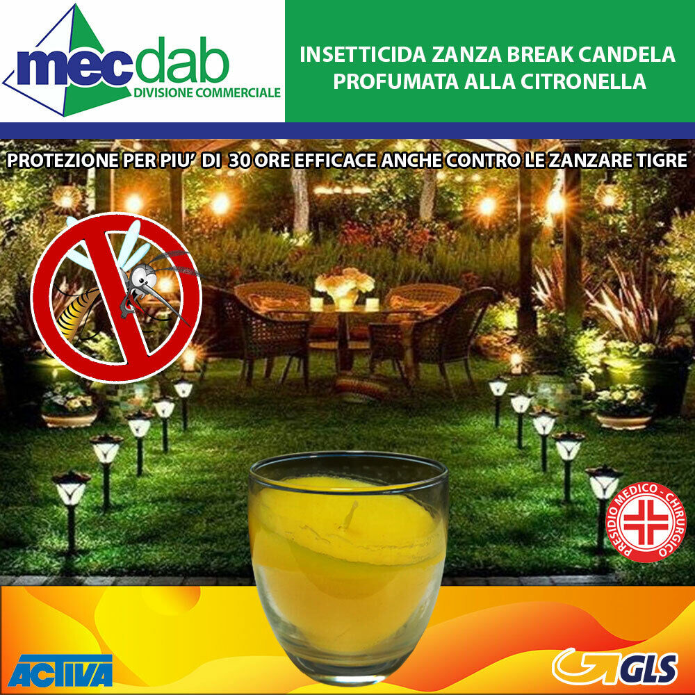 Insetticida Candela Profumata alla Citronella Zanza Breack Activa