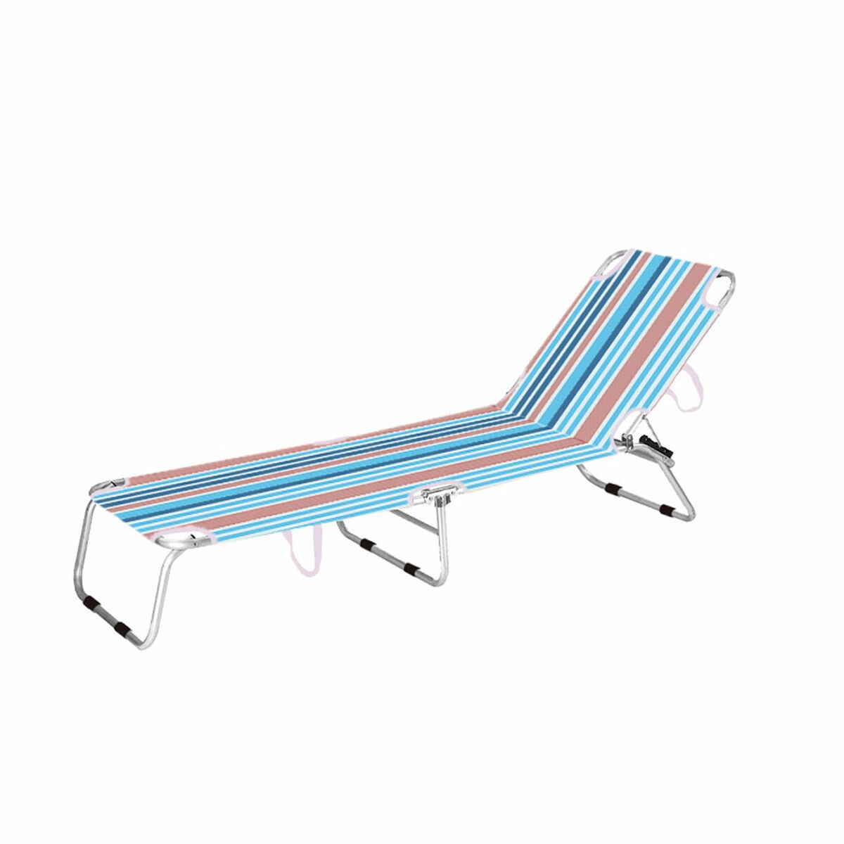 Marbueno Tumbona Plegable Rayas Naranja e Blu 187X58X24 cm 10466
