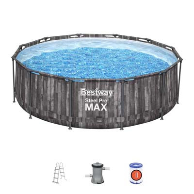 Piscina Tonda Struttura in Metallo Effetto Legno Steel Pro Max Bestway 366x100 c
