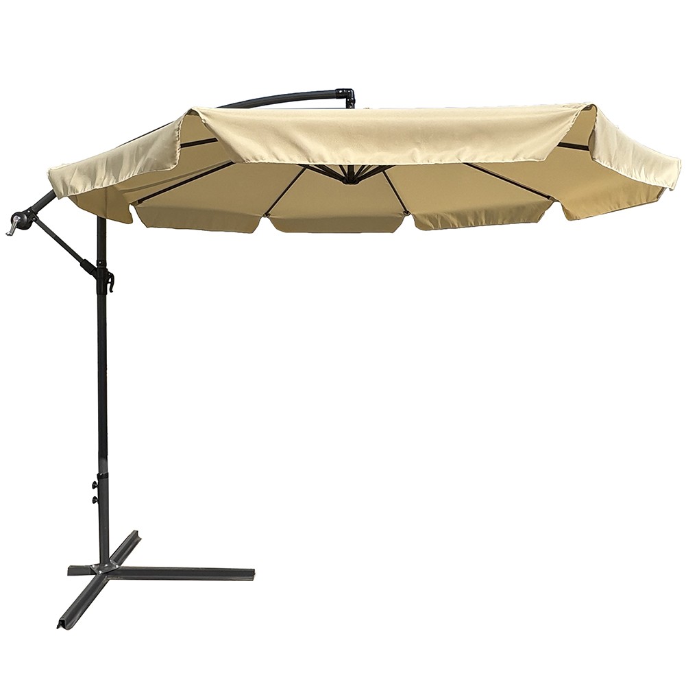Ombrellone Giardino Decentrato 3x3 Beige Telo con pendente Palo Alluminio Gazebo
