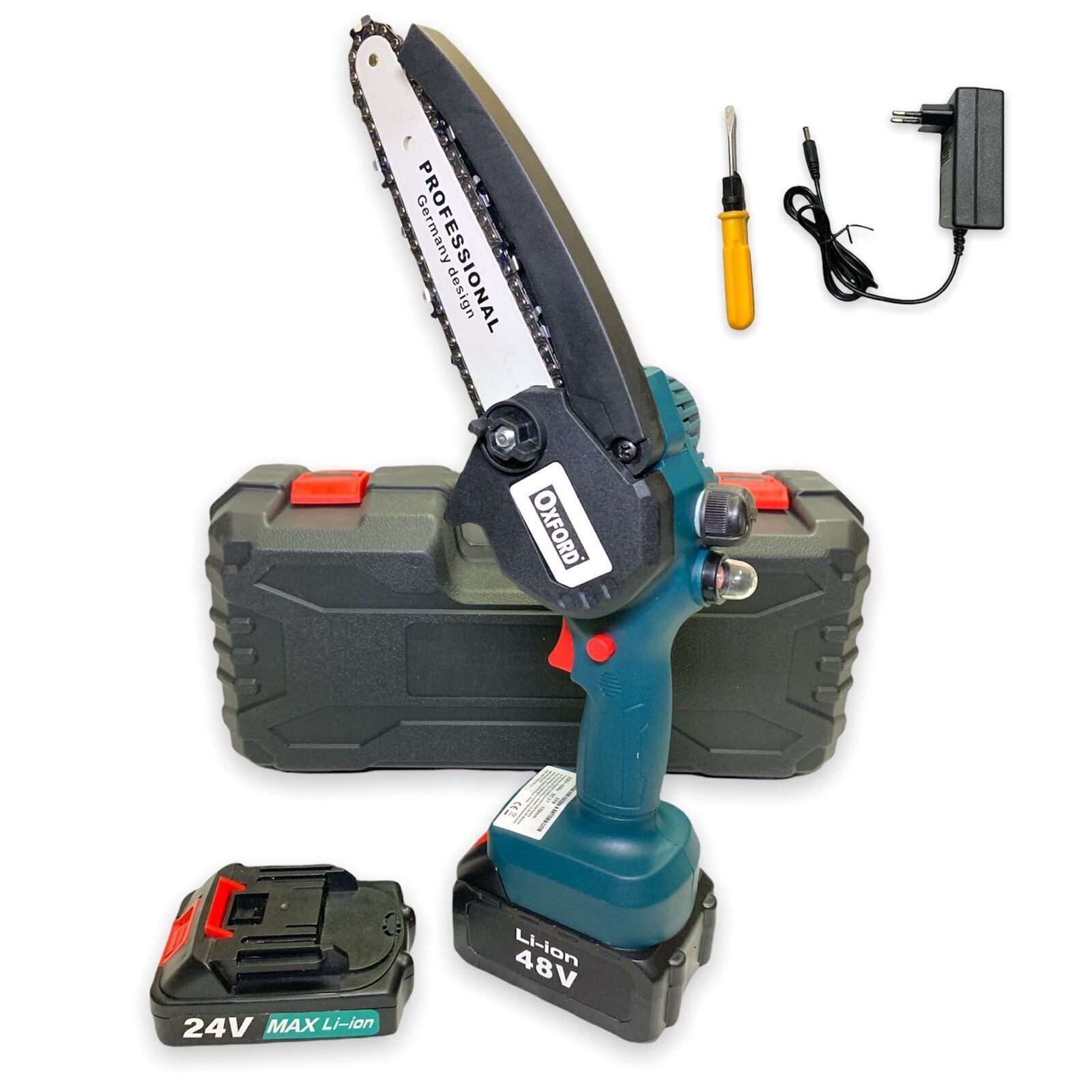 MINI MOTOSEGA A BATTERIA ELETTROSEGA A BATTERIA TAGLIA RAMI 48/24V POTA GIARDINO