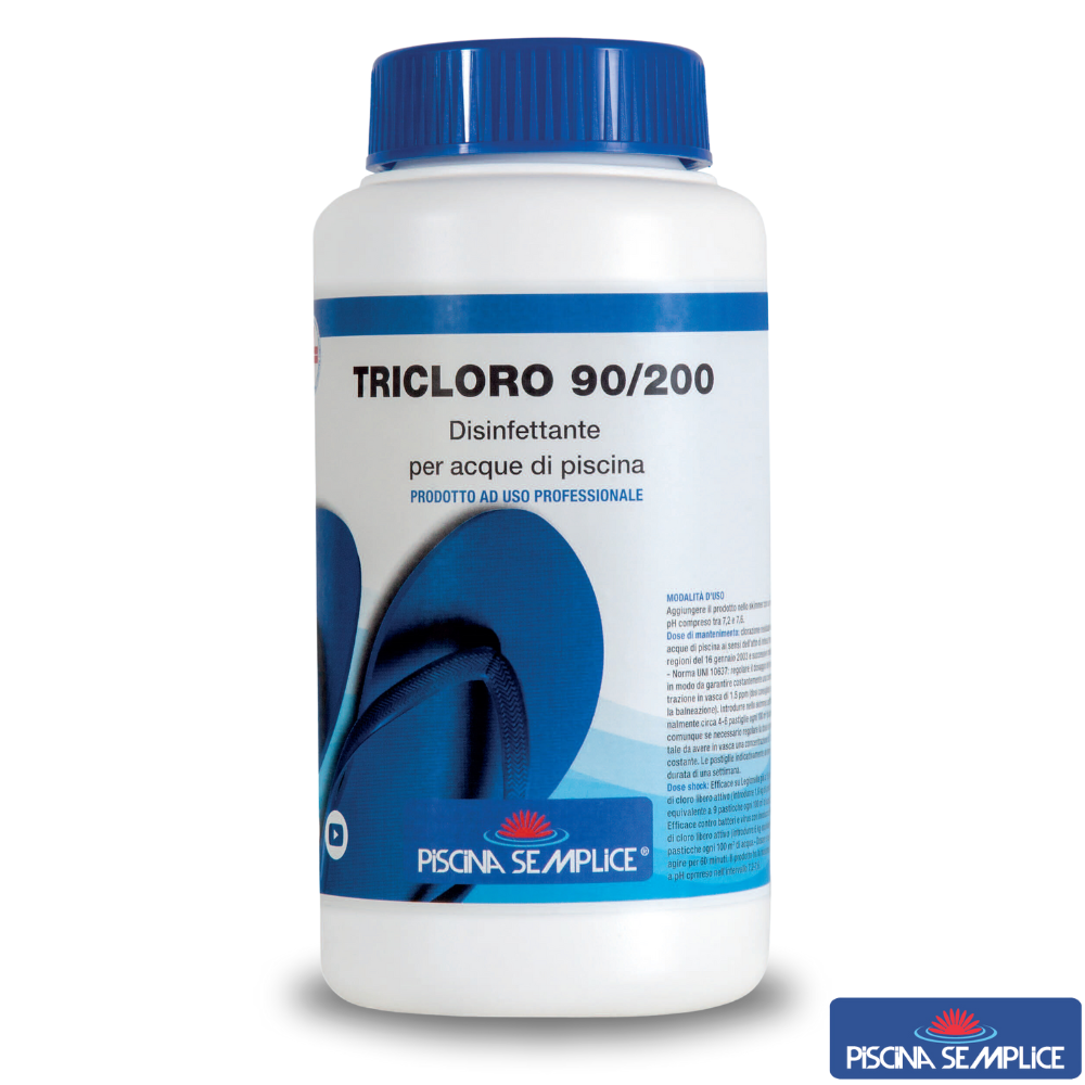 Lapi CLORO 90% in PASTIGLIE 200 gr TRICLORO LENTO per PULIZIA ACQUA PISCINA 1 kg