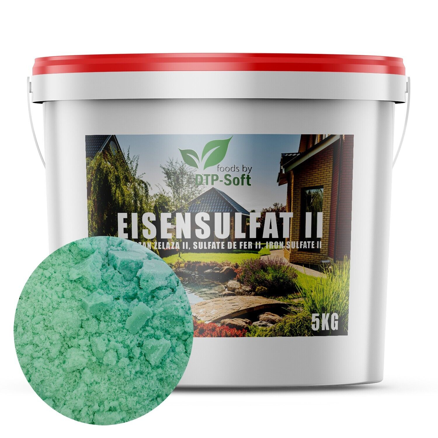 5 kg Solfato di Ferro | Antimuschio | Concime per Prato | Secchio | 5 kg