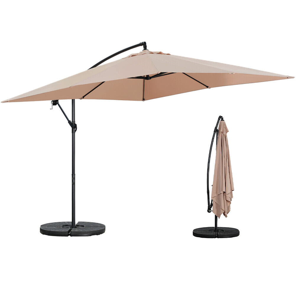 Ombrellone da Giardino Palo Laterale Copertura in Poliestere Cappuccino 3x3 Metr