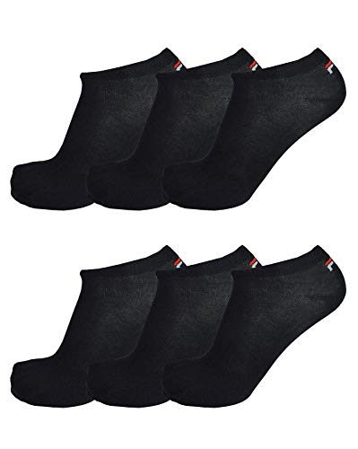 Fila 6 Paio Calzini, Invisible Sneakers Unisex, 35-46 Bianco E Nero - Nero, 43-46 (9-11 Uk)