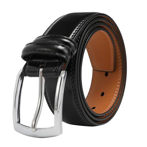 Vrlegend Cintura Uomo Cinture Per Abiti Vestito Elegante Lavoro Cinta Pelle 3.5Cm,Regali Da Uomo,Nero & Marrone (120Cm, Nero)