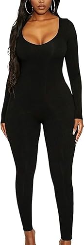 Rongseg Tuta Intera Donna Tutina Donna Aderente Manica Lunga Yoga Jumpsuit Sportiva Push Up Slims Abbigliamento Moda Elastico Rompers One Piece Palest