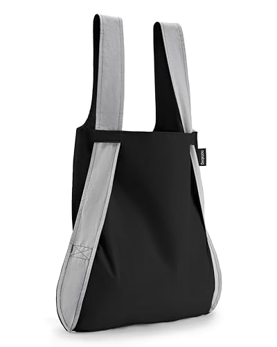 Notabag Zaino Convertibile 2 In 1 | Resistente All'Acqua, Riutilizzabile, Borsa-Zaino Pieghevole (Grey/Black)