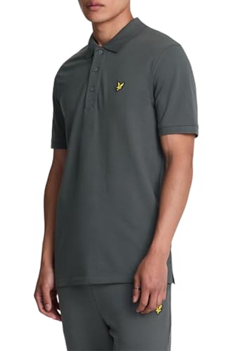 Lyle & Scott Uomo Polo Monocolore Tipped Con Riga Grigio Canna Di Fucile Xl