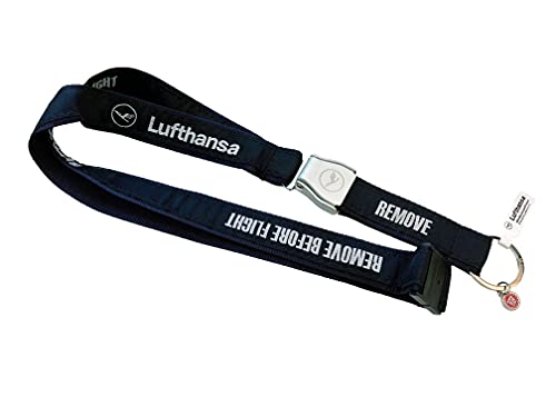 Remove Before Flight Lufthansa – Cordino Con Fibbia Seatbelt, Blu, 25 Mm Breites Band; Ca. 43 Cm Länge