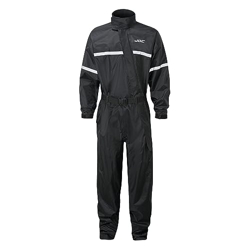 Jdc Motociclo Motocicletta Tuta Intera Anti Acqua Antiacqua 1Pc 1 Pezzo Pioggia - Shield - Nero - L - Lunghezza Regolare
