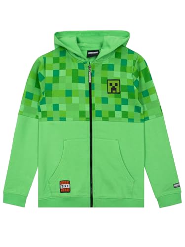 Minecraft - Felpe Con Cappuccio Per Ragazzi - Creeper - Verde - 7 A 8 Anni