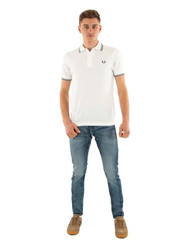 Fred Perry Polo Twin Tipped, Snow White Tennis Blue Court Green, M