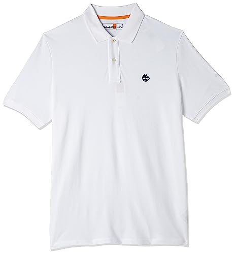 Timberland Mens Slim Fit Polo Shirt (Large, White)