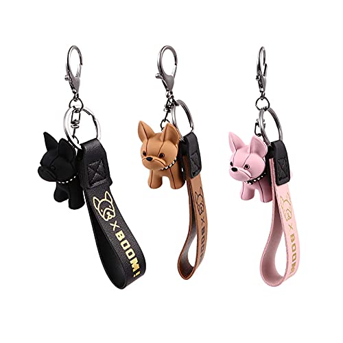 Moku 3 Pezzo Portachiavi Bulldog, Bulldog Francese Portachiavi, Portachiavi Francese Bulldog, Per Le Donne, Gli Uomini, La Borsa, Lo Zaino, La Chiave