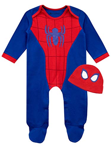 Marvel Tutine Neonato E Cappello Bambino | Body Neonato Spiderman Blu 0-3 Mesi