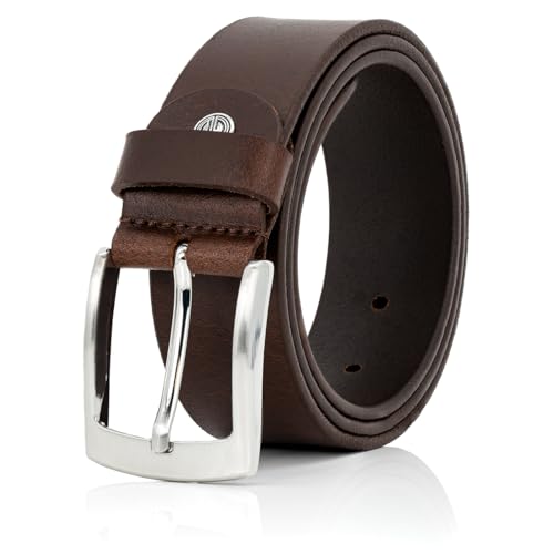 Lindenmann Mens Leather Belt/Mens Belt, Full Grain Leather Belt Xxl, 2 Colors, Black/Dark Brown, Farbe/Color:Marrone, Größe/Size:120