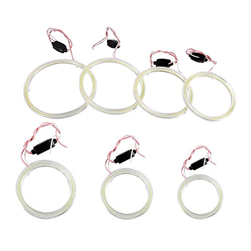 Qiilu Cob Angel Eyes Faro, Faro Angel Eyes, 1 Paio Auto Halo Anelli Angel Eye Cob Chip Faro Drl Led Per Auto Moto(70Mm)
