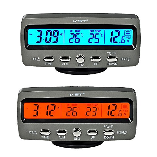 Itian Lcd Automoción Electrónico Relojes, Interior Del Coche Y Termómetro Exterior, Monitorización De Voltaje, Despertador, Multifuncional Mesa