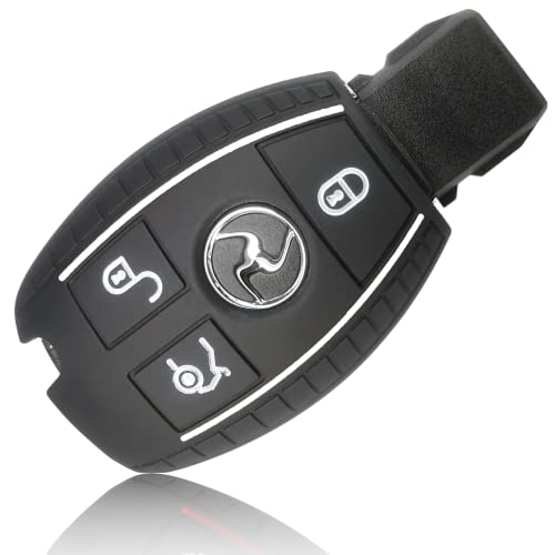 Foamo Cover Per Chiave Auto, Compatibile Con Mercedes Benz 3 Tasti, In Silicone, Colore Nero E Bianco