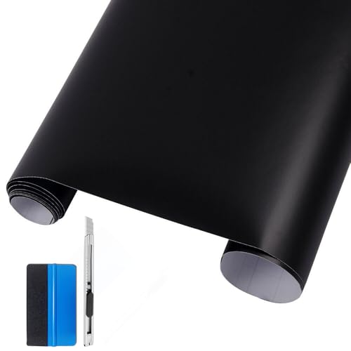 Newl - Adesivo In Vinile Nero Opaco Anti Bolle D'Aria – Per Uso All'Aperto In Ambito Automobilistico, Con Strumento Manuale (30 X 152 Cm)