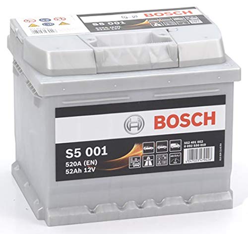 Bosch S5001, Batteria Per Auto, 52A/H, 520A, Tecnologia Al Piombo Acido, Per Veicoli Senza Sistema Start/Stop