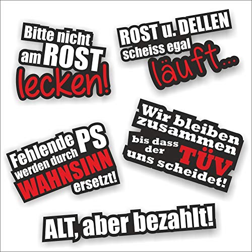 Folien-Zentrum - Set Di 5 Adesivi – Adesivi Per Auto Di Alta Qualità – Oem & Jdm Auto Sticker – Adesivi Divertenti Per Auto – Stickerbomb – Adesivi Pe