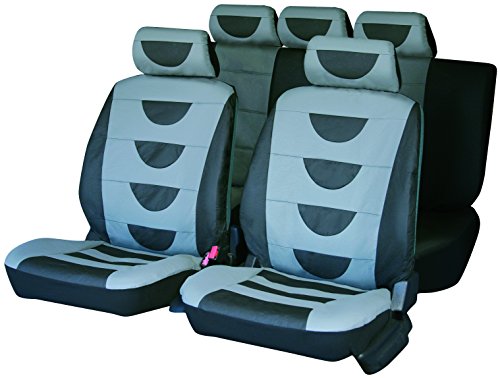 Carfactory - Set Coprisedili Universali Modello Polipiel, Colore Grigio, 9 Pezzi.