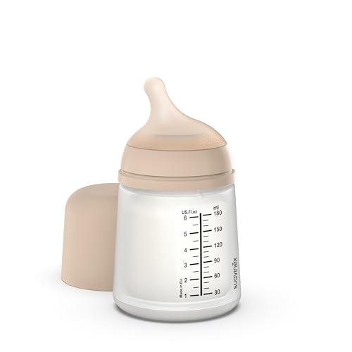 Suavinex, Biberon Anti-Coliche Zero Zero, Con Tettarella A Flusso Adattabile (A), Silicone, Per Bambini +0 Mesi E Neonati, Allattamento Latte Materno 