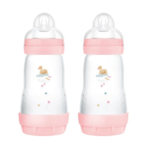 Mam Biberon Easy Start Anticoliche, Set Da 2 Biberon Per Bambini 2+ Mesi, 260Ml, Tettarella In Silicone Skinsoft, Rosa
