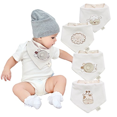 Baby Bavaglini Bandana Neonato Bava Bavaglino Per Ragazzi E Ragazze 4 Pezzi Di Cotone Al 100%, Morbida E Assorbente
