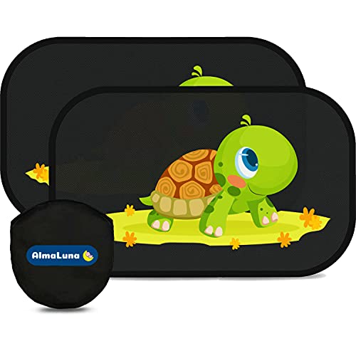 Almaluna | Tendine Parasole Auto Bambini - Protezione Solare 99% Dai Raggi Uv - 2 Pezzi 51X31 Cm 80G/M2 - Accessori Macchina Per Interno Tende Oscuran