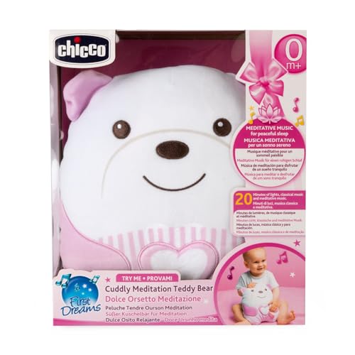 Chicco Peluche Tenero Orsetto, Morbido Peluche Elettronico Per Bambini, Imbottitura Morbida, 20 Minuti Di Musica Rilassante E Meditativa, Luce Soffusa