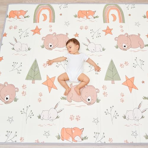Tappeto Gioco Bambini Pieghevole 150X180X1Cm Palestrina Neonato Montessori Reversibile Non Tossico E Impermeabile In Schiuma Per Bimbi. Palestra Neona