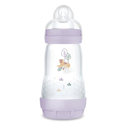 Mam Biberon Easy Start Per Bambini Di 2-4 Mesi, 260 Ml Con Tettarella Flusso 2 Per 2+ Mesi In Silicone Skinsoft, Bio-Circolare, Lilla