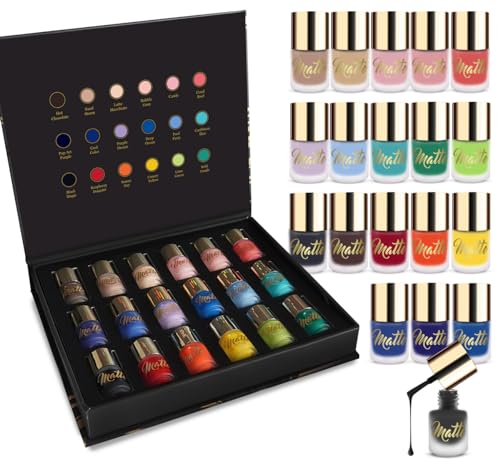 Beauty4Britain Set Smalto Per Unghie Opaco 18 Smalto Per Unghie Diversi Colori Moderni Scatola Di Lusso Nera E Oro