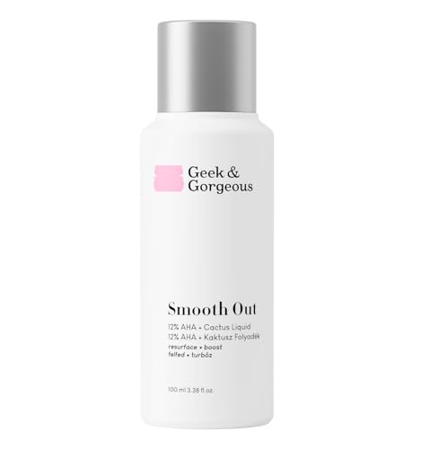 Geek & Gorgeous Smooth Out 12% Aha + Cactus Liquid - Esfoliante Liquido, Dona Una Pelle Più Sana E Dall'Aspetto Più Giovane, Tutti I Tipi Di Pelle, 10