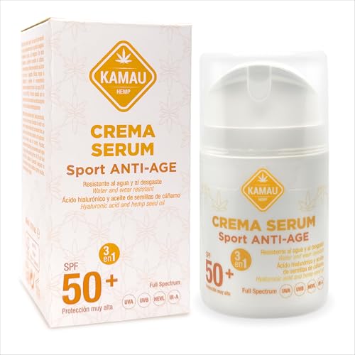 Crema Siero Con Acido Ialuronico Spf 50+ Kamau 50 Ml - Protezione Solare Sportiva, Impermeabile, Idratante Con Acido Ialuronico E Olio Di Semi Di Cana