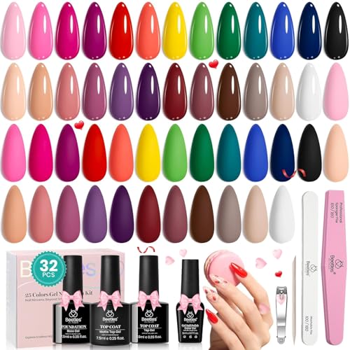 Beetles - Smalto Gel Gel Per Unghie, 25 Colori, Colore Nude, Blu, Rosa, Rosso, Gel Laccato, Collezione Chic Outfits Con 3 Pezzi Di Base E Top Coat In
