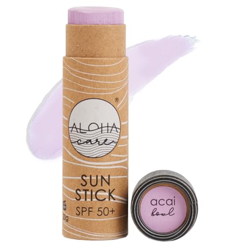 Aloha Sun Stick Spf 50+ | Crema (Stick) Solare Viso Minerale Colorata Per Il Surf | Tubo Di Carta Ecologico (Lila)
