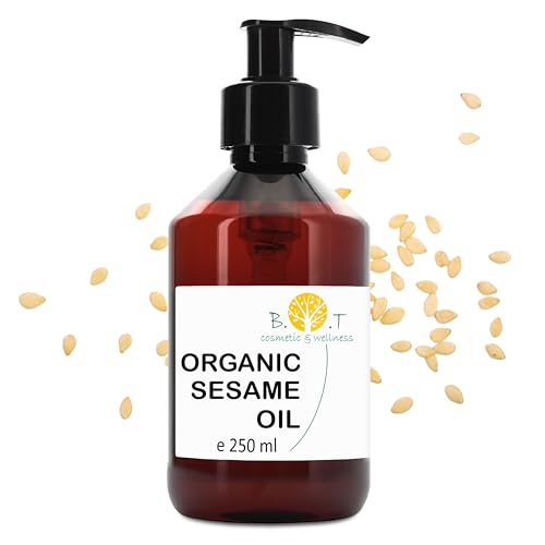 Olio Di Sesamo Biologico Puro Al 100%. Olio Di Semi Di Sesamo Spremuto A Freddo Con Certificato Biologico. Utilizzo In Cosmesi Naturale E Massaggi Ayu
