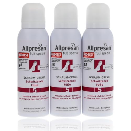 Allpresan Piedino Speciale N. 5 Crema In Schiuma Contro I Piedi Del Sudore – Crema Piedi Per La Cura Quotidiana Dei Piedi Forte Sudorazione – 3 X 125 