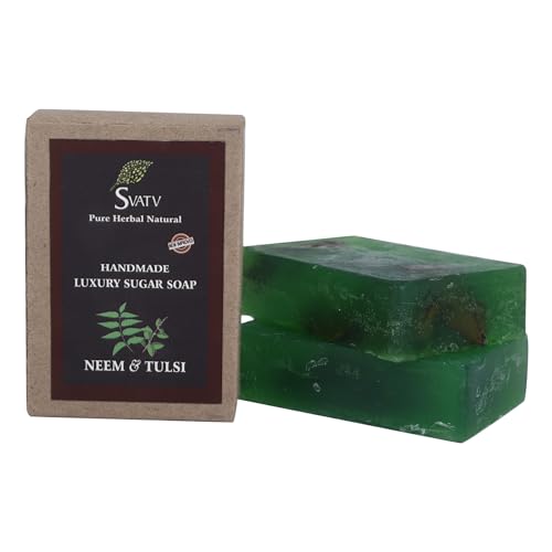Svatv Handcrafted Sapone With Neem & Tulsi | Soothing Herbs | Moisturized Skin - Traditional Ayurvedic Herbal Body Sapone Bars For Men & Women, All Sk