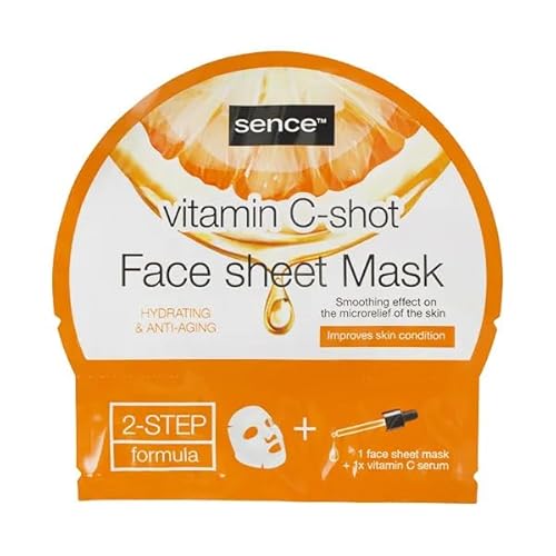 Sence Beauty Face Sheet Mask Vitamin C- Shot (1 Maschera Tessuto Viso + Vitamin C Siero)
