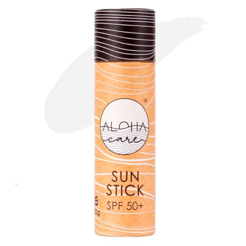 Aloha Sun Stick Spf 50+ | Crema (Stick) Solare Viso Minerale Colorata Per Il Surf | Tubo Di Carta Ecologico (Bianco)